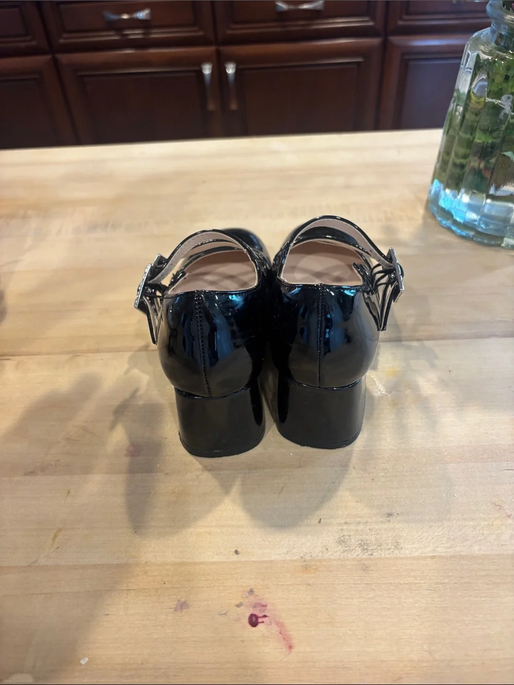 Black Patent Mary Jane Block Heel Shoes